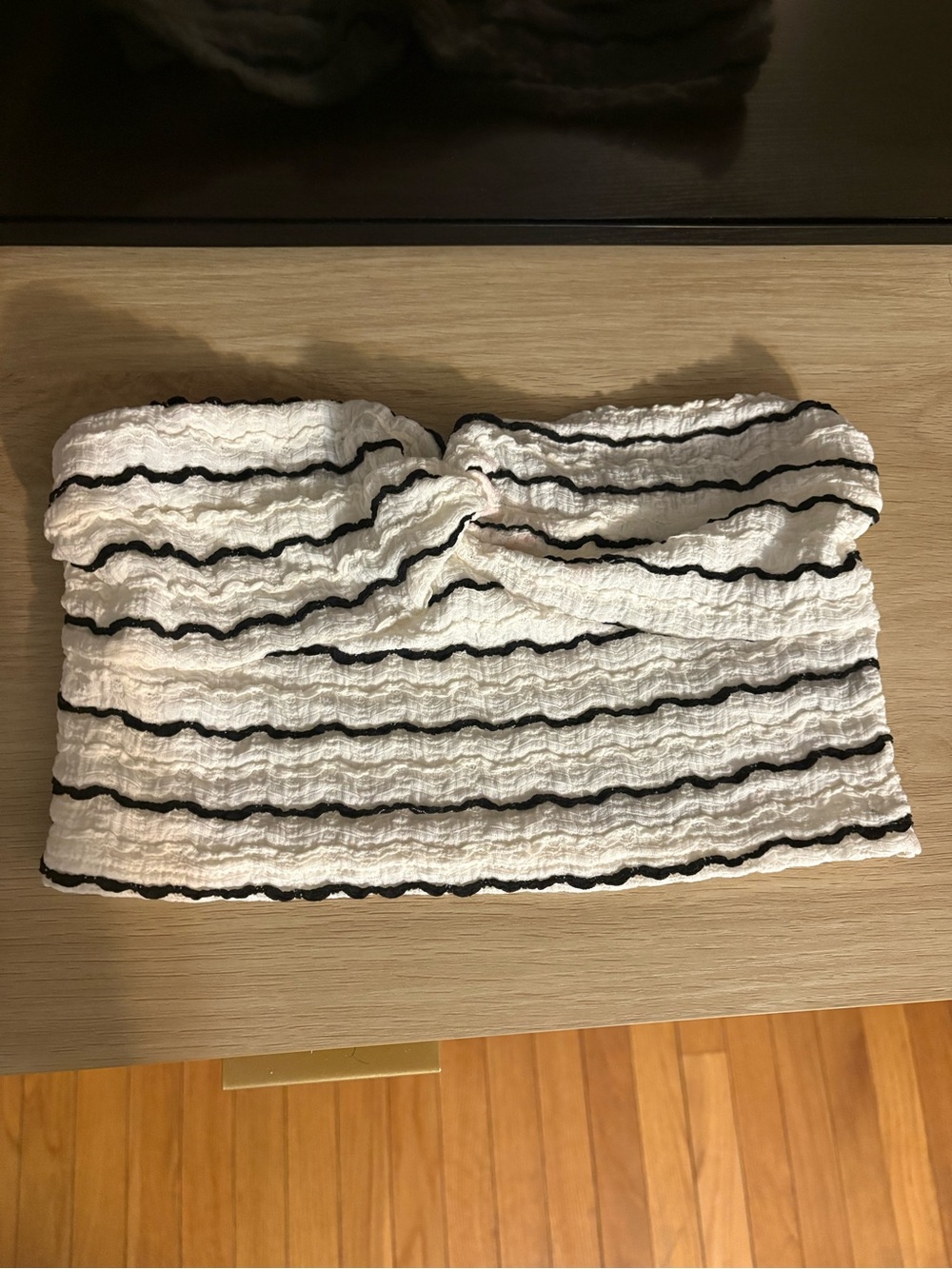 Striped White and Black Smocked Tube Top